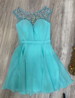 Style 27118 Hannah S Blue Size 6 50 Off Flare Swoop Cocktail Dress on Queenly