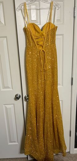 Cinderella Divine Gold Size 8 Tall Height Side slit Dress on Queenly
