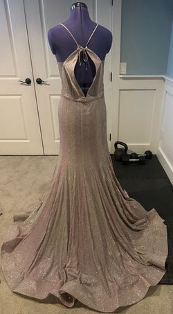 Juliet Pink Size 16 Floor Length Plunge A-line Dress on Queenly