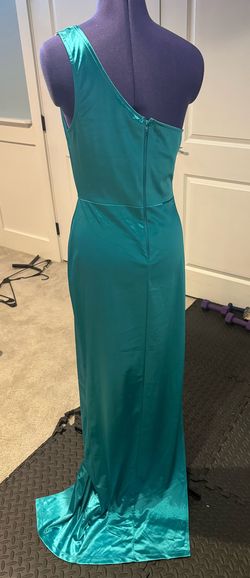 Windsor Blue Size 12 50 Off Plus Size Satin Side slit Dress on Queenly