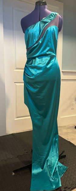 Windsor Blue Size 12 Teal Floor Length 70 Off Side slit Dress on Queenly