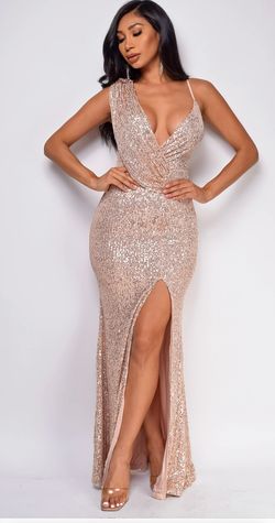 Emprada Rose Gold Size 16 Plus Size Cocktail Side slit Dress on Queenly