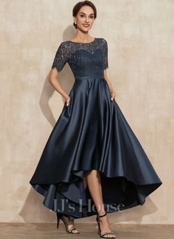 Style 235574 JJ House Blue Size 18 Free Shipping Plus Size Side Slit A-line Dress on Queenly