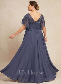 Style #261960 JJ House Blue Size 16 Side Slit Lace Sequined Black Tie A-line Dress on Queenly