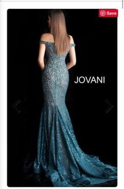 Style 64521 Jovani Blue Size 6 Party Floor Length Sweetheart Mermaid Dress on Queenly