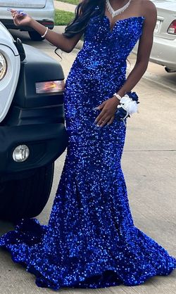 Style PS21208 Terry Costa Blue Size 00 Medium Height Prom Floor Length Mermaid Dress on Queenly