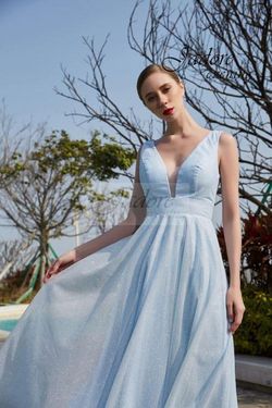 Style J19014 Jadore Blue Size 10 Floor Length V Neck J19014 A-line Dress on Queenly