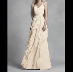 Style 36201347 Vera Wang Nude Size 6 Military Bridesmaid Straight Dress on Queenly