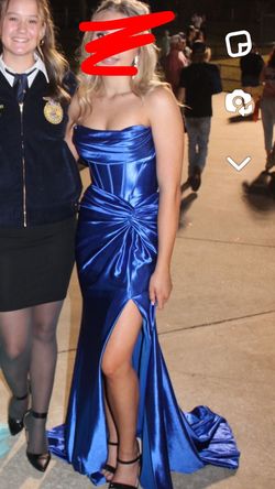Sherri Hill Blue Size 00 Medium Height Prom Side slit Dress on Queenly