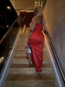 House of CB Red Size 12 Jersey Plus Size Side slit Dress on Queenly