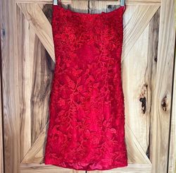 Amelia Couture Red Size 6 Square Neck Cocktail Dress on Queenly