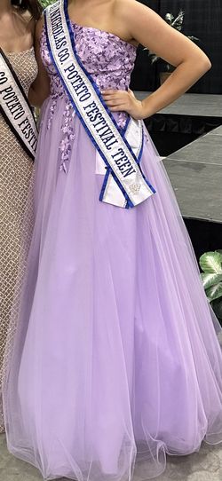 Ashley Lauren Purple Size 10 Floor Length One Shoulder Ball gown on Queenly