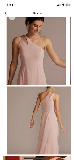 David's Bridal Pink Size 24 Jersey Plus Size One Shoulder A-line Dress on Queenly