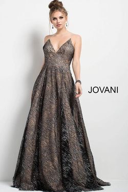 Style 52170 Jovani Silver Size 4 Tulle Spaghetti Strap V Neck A-line Dress on Queenly
