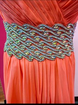 Style 18515 La Femme Orange Size 20 Floor Length Prom Coral A-line Dress on Queenly
