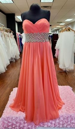 Style 18515 La Femme Orange Size 20 Military Coral A-line Dress on Queenly