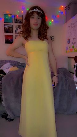 Bill Levkoff Yellow Size 6 Prom Floor Length Military A-line Dress on Queenly