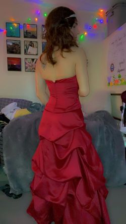 Private Collection Red Size 6 Strapless Tall Height Straight Dress on Queenly