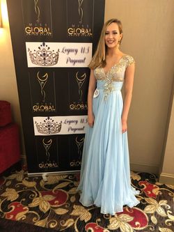 Mac Duggal Blue Size 0 70 Off Prom Plunge Side slit Dress on Queenly