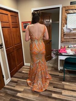 Jovani Orange Size 18 Prom Floor Length Plus Size Ball gown on Queenly