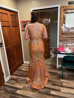 Style 22770B Jovani Orange Size 18 Prom Floor Length Plus Size Pageant Ball gown on Queenly