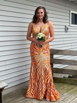 Style 22770B Jovani Orange Size 18 Plus Size Pageant 22770b Floor Length Ball gown on Queenly