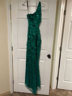 Style 3626 Primavera Green Size 0 3626 One Shoulder Pageant Side slit Dress on Queenly