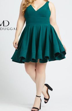 Mac Duggal Green Size 14 Pockets Plunge Mini Cocktail Dress on Queenly