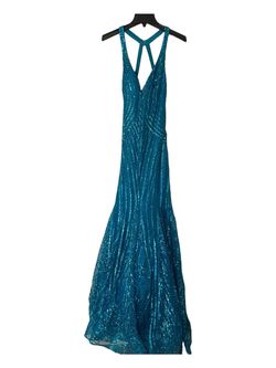 Style EW119025 Ellie Wilde Blue Size 2 Train Free Shipping Mermaid Dress on Queenly