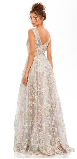 Style 20131 Mac Duggal Nude Size 16 Floral Train Sheer Ball gown on Queenly