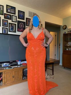 Sherri Hill Orange Size 16 Mini Plus Size Ball gown on Queenly