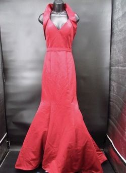 Rachel Allan Red Size 4 Floor Length Plunge Mermaid Dress on Queenly