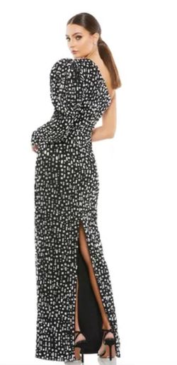Style 10768 Mac Duggal Black Size 16 Jersey One Shoulder Side Slit A-line Dress on Queenly