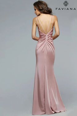 Style 7755 Faviana Pink Size 4 7755 Floor Length V Neck Side slit Dress on Queenly