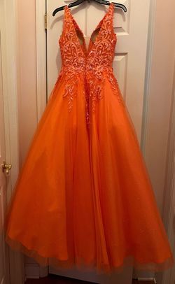 Jovani Orange Size 2 Prom Floor Length Short Height Ball gown on Queenly