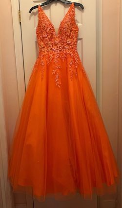 Jovani Orange Size 2 Prom Floor Length Short Height Ball gown on Queenly