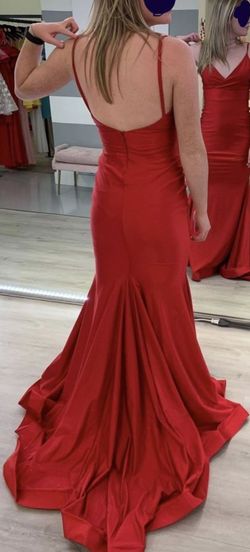 Jessica Angel  Bright Red Size 2 Mermaid Pageant Train Dress on Queenly