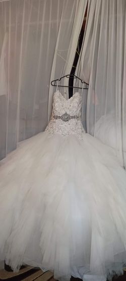 Eve of milord White Size 8 Strapless Cotillion Ruffles Ball gown on Queenly