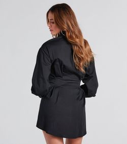 Style 05102-5379 Windsor Black Size 4 Long Sleeve A-line High Neck 05102-5379 Cocktail Dress on Queenly