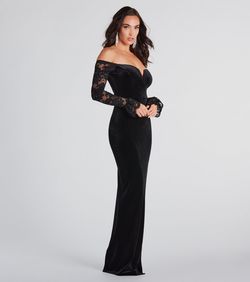Style 05002-7759 Windsor Black Size 0 Sheer Tall Height Bridesmaid Lace Prom Side slit Dress on Queenly
