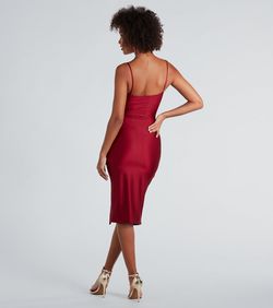 Style 05101-2749 Windsor Red Size 4 V Neck Wedding Guest Side slit Dress on Queenly