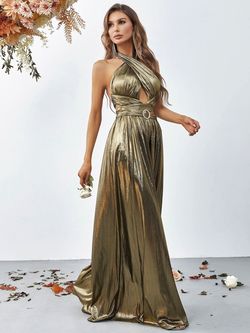 Style FSWB7007 Faeriesty Green Size 0 Backless Tall Height Floor Length Shiny Jumpsuit Dress on Queenly