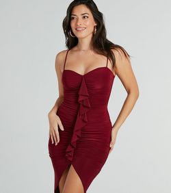 Style 05101-2955 Windsor Red Size 4 Sorority Spaghetti Strap Jewelled 05101-2955 Cocktail Dress on Queenly
