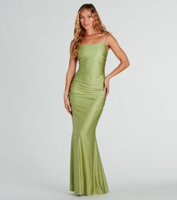 Style 05002-7848 Windsor Green Size 12 Plus Size Prom Floor Length Mermaid Dress on Queenly
