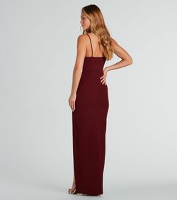 Style 05002-7925 Windsor Red Size 12 Wedding Guest Jersey 05002-7925 Side slit Dress on Queenly