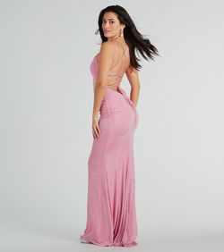 Style 05002-7997 Windsor Pink Size 8 Tall Height Padded Spaghetti Strap Mermaid Dress on Queenly