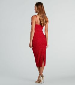 Style 05001-2080 Windsor Red Size 12 Party Sorority Plus Size Spaghetti Strap Side slit Dress on Queenly