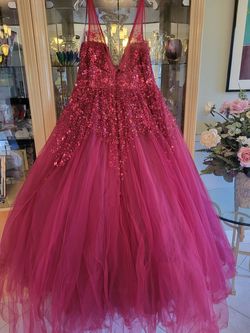 Jovani Red Size 20 Tulle Prom Floor Length Plus Size Ball gown on Queenly