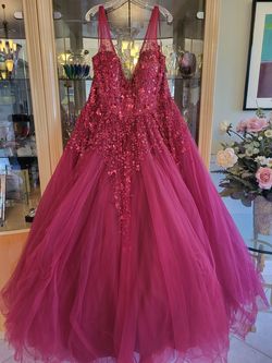 Jovani Red Size 20 Tulle Prom Floor Length Plus Size Ball gown on Queenly