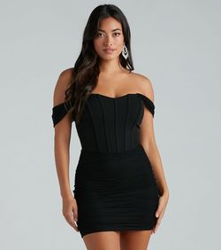 Style 05101-2529 Windsor Black Size 0 Party Jersey Sweetheart Fitted Cocktail Dress on Queenly